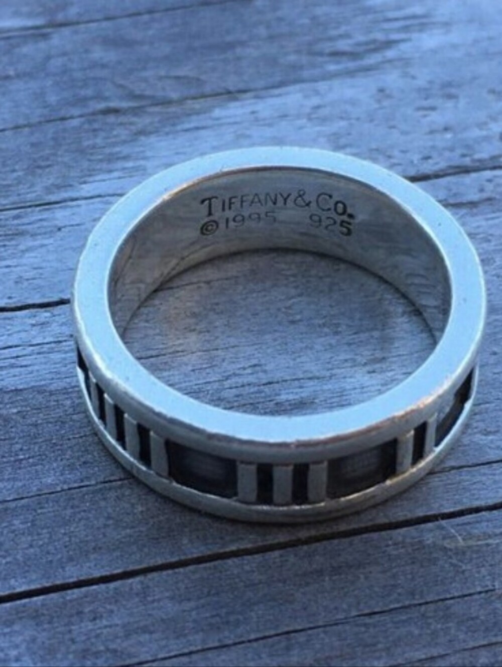 Authentic Tiffany's Silver Atlas Ring. Size 4.75